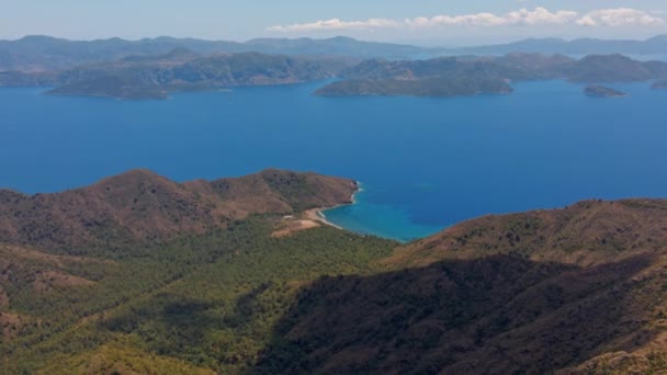 Letecké Drone Záběry Krásné Malebné Krajiny Poloostrova Marmaris Hory Kopce — Stock video