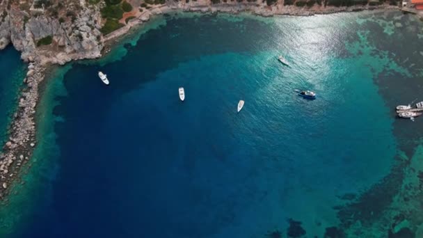 Vista Desde Arriba Vista Aérea Mar Transparente Turquesa Con Algunos — Vídeos de Stock