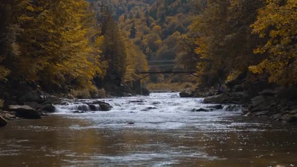 Slow Motion Prut River Och Probiy Vattenfall Vackraste Och Mäktigaste — Stockvideo