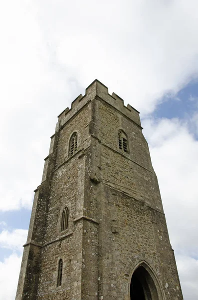 Närbild Michaels Tower Glastonbury Tor — Stockfoto