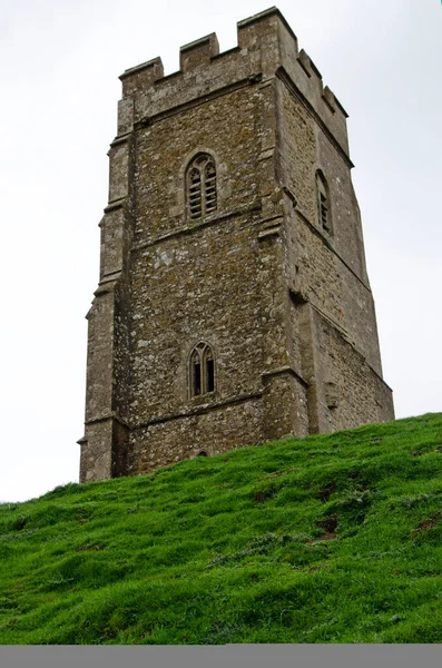 Detailní Záběr Věže Michala Glastonbury Tor — Stock fotografie