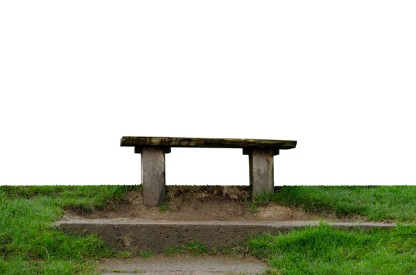 Holzbank Auf Gras Mit Ausgeschnittenem Hintergrund — Stockfoto