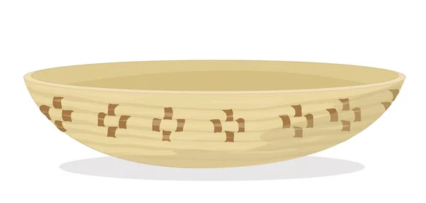 Grand Panier Nourriture Tissé Traditionnel Illustration Vectorielle Plate Isolée Sur — Image vectorielle