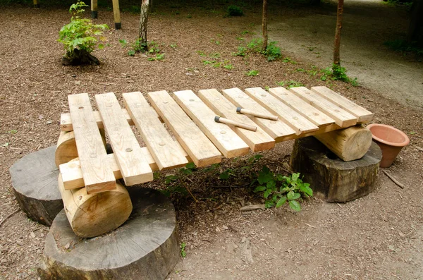 ウェントワースの木製マリンバ 子供のための屋外の森の楽器 — ストック写真