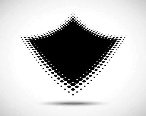 Halftone Distort Logo Vector Technology Emblem Halftone Dots Curved Gradient — Stock Vector