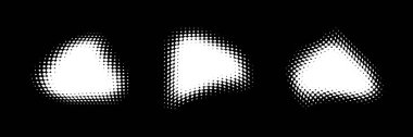 Beyaz üçgen yarım ton çerçeveler. Grunge yarım ton şablonları. Farklı şekiller. Vektör illüstrasyonu