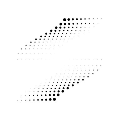 Gradyan yarım tonlu noktalar dizisi, yarım tonlu noktalar kullanarak yatay şablonlar. Vektör illüstrasyonu