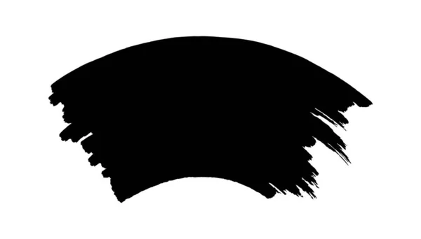 Zwarte Curve Marker Frame Grunge Zwarte Boogspandoek Aquarel Rond Uitstrijken — Stockvector