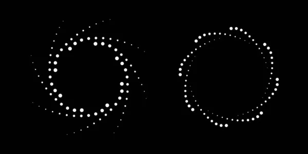 Cadres Circulaires Pointillés Demi Tons Blancs Réglés Cercle Points Isolés — Image vectorielle