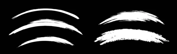 Белые Изогнутые Линии Кисти Полукруглые Пятна Набор Линий Кисти Гранжа — стоковый вектор