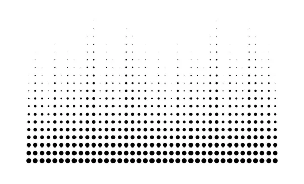 グランジハーフドットグラデーションテクスチャの背景 黒と白の円のドットパターン ベクトル図 — ストックベクタ