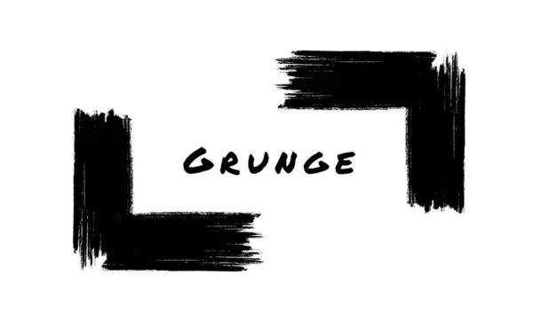 Grunge Corners Frame Forme Rectangulaire Encre Boîte Noire Vide Bordure — Image vectorielle