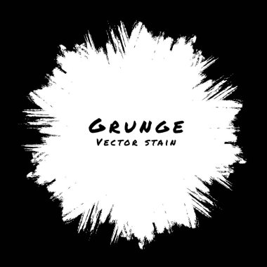 Beyaz dairesel leke. Grunge daire çerçevesi. Çalı çırpı içinde elle çizilmiş. Satış afişi. Vektör tehlike arkaplanı