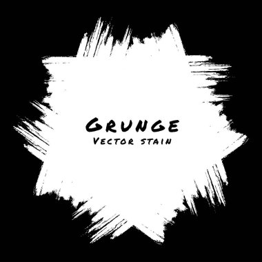 Beyaz karalama lekesi. Grunge çerçevesi. Fırçayla çizilmiş el. Satış afişi. Vektör tehlike arkaplanı