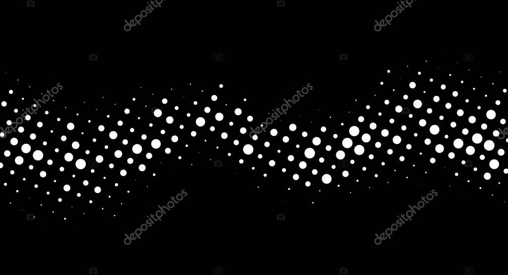 Halftone rhythm white wave. Vector illustration. Halftone circle dots pattern