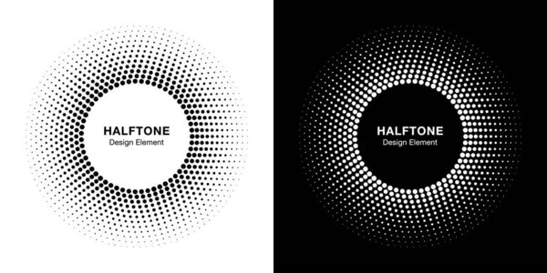 Abstract Circle Frame Halftone Dots Logo Emblem Design Element. Round Border Icon Gradient Halftone Circle Dots Pattern Texture.