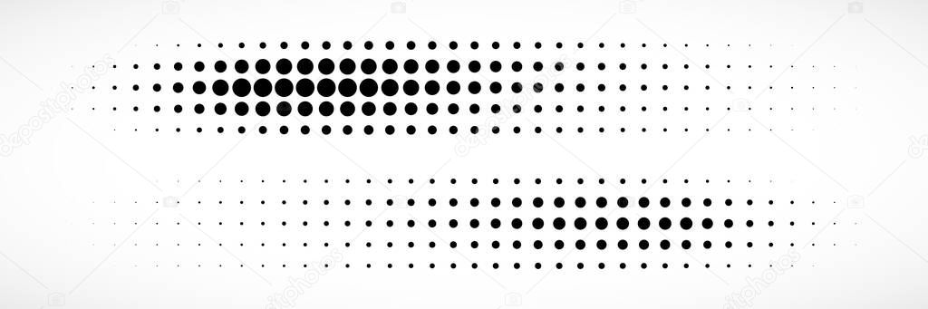 Halftone Vector Dots Curved Gradient Pattern Background. Curve Dotted Spots using Halftone Circle Dot Texture. Vector Shape Half Tone. Abstract Logo Design Element.