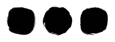 Grunge Circle suluboya çerçevesi seti. Fırça darbesi. Mürekkep Boyası Fırça Arkaplanı. Grunge Satılık Bayrak Eğrisi Koleksiyonu. Vektör El Çizimi Çizimi.