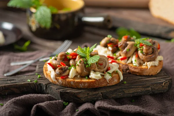 Delicious Spread Garlic Mushrooms Salad Ragout Vegetable — Stock Photo, Image