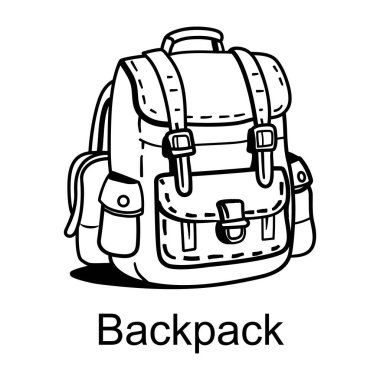 Sırt çantasının tokasının el çizimi simgesi