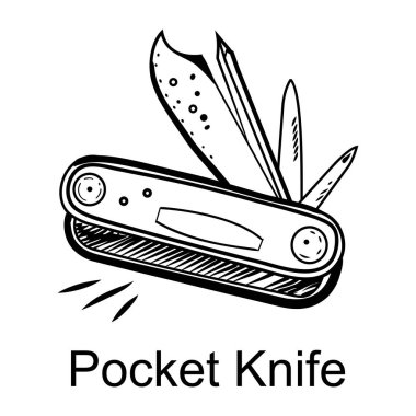 Karalama stilinde cep bıçağı simgesi 