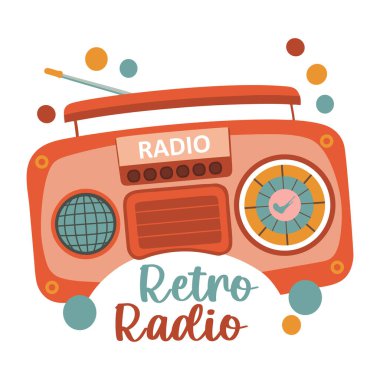 Düz bir retro radyo etiketi 