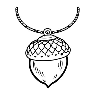 Meşe palamudu kolyesinin el çizimi ikonu.