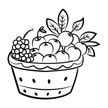 Böğürtlen sepetinin el çizimi simgesi. 
