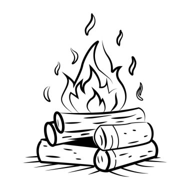 Çizim biçiminde kütük ateş simgesi 