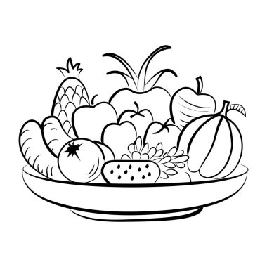 Meyve tabağının karalama tarzı simgesi 