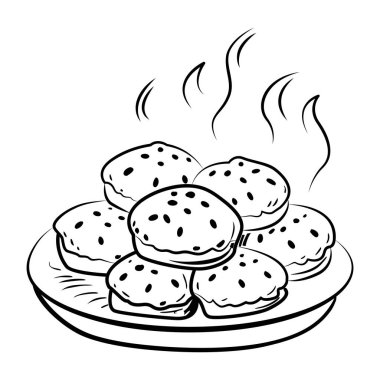 Sıcak çörek tabağının karalama ikonu 