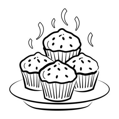 Elle çizilmiş sıcak kek ikonu servis ediliyor. 