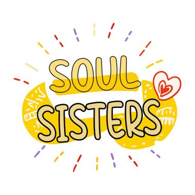 Soul sisters tipografi etiketi düz stil 