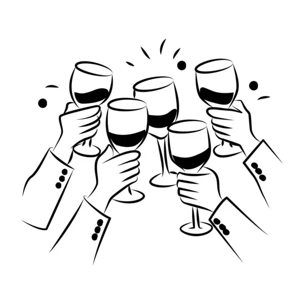 Şarap tostunun karalama stili simgesi. 