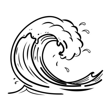 Büyük bir su dalgasının Doodle tarzı simgesi