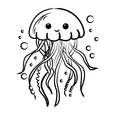 Şirin denizanalarının el çizimi ikonu. 