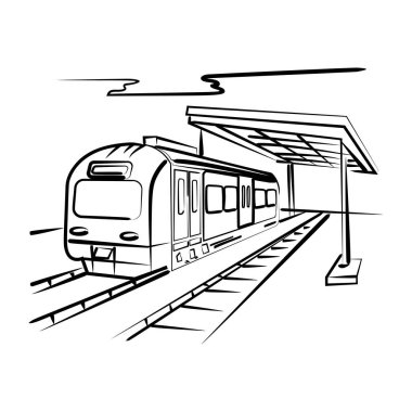 Metro tren doodle biçim simgesi 