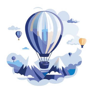 Hava balonu macerasının düz bir çizimi 