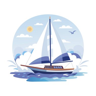 Düz bir yelkenli çizimi. 