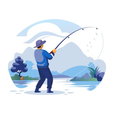 Nehirde balık tutmanın keyfini çıkaran kişi 