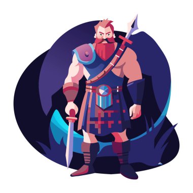 Cesur bir silahşörün düz bir resmi. 