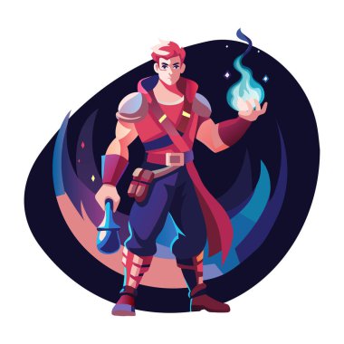 Flat character illustration of a sorceress  clipart