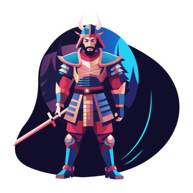 Cesur bir silahşörün düz bir resmi. 