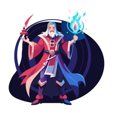 Flat character illustration of a sorceress  clipart