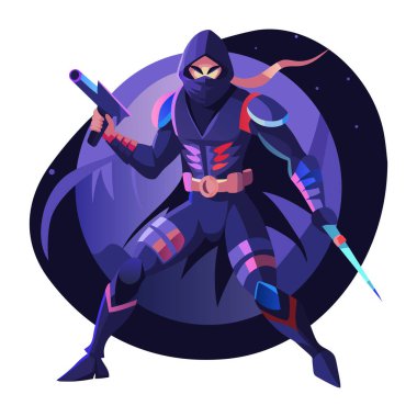 Güçlü savaşçı karakterinin düz bir çizimi 