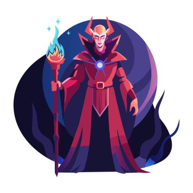 Flat character illustration of a sorceress  clipart