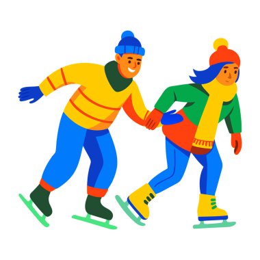 Buz pateni yapan bir çiftin düz simgesi. 