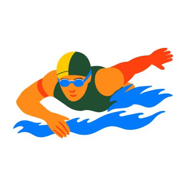 Yüzme karakterinin düz bir simgesi 