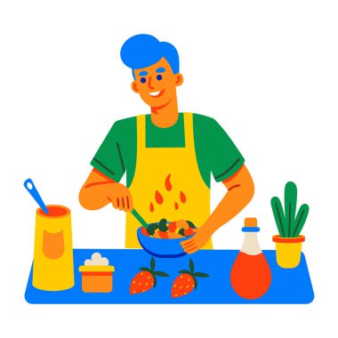 Düz bir yemek pişirme ikonu. 