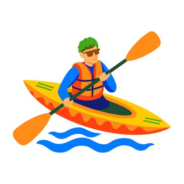 Kano sporu karakteri simgesi düz stil 